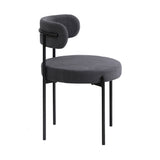 Oikiture 2x Dining Chair Boucle Seat Backrest Dark Grey