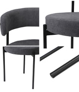 Oikiture 2x Dining Chair Boucle Seat Backrest Dark Grey - Side View