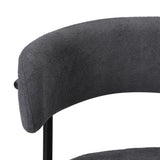 Oikiture 6x Dining Chair Round Boucle Backrest Dark Grey