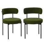 Oikiture 2x Dining Chair Round Boucle Seats Backrest Green