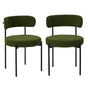 Oikiture 2x Dining Chair Round Boucle Seats Backrest Green
