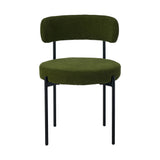Oikiture 2x Dining Chair Round Boucle Seats Backrest Green