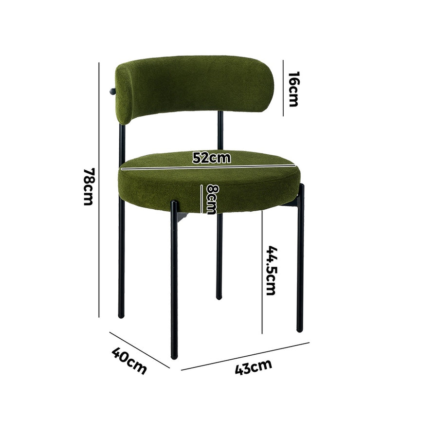 Oikiture 2x Dining Chair Round Boucle Seats Backrest Green, image 4