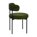 Oikiture 2x Dining Chair Round Boucle Seats Backrest Green, image 3