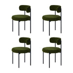 Oikiture 4x Dining Chair Round Boucle Seats Backrest Green, image 6