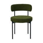 Oikiture 4x Dining Chair Round Boucle Seats Backrest Green, image 4