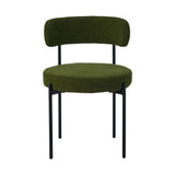 Oikiture 4x Dining Chair Round Boucle Seats Backrest Green - Top-Down View