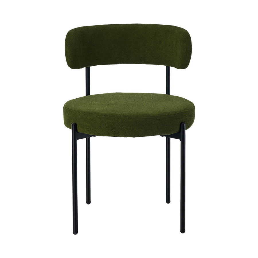 Oikiture 4x Dining Chair Round Boucle Seats Backrest Green, image 4