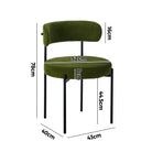 Oikiture 4x Dining Chair Round Boucle Seats Backrest Green, image 3