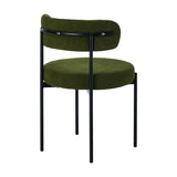Oikiture 4x Dining Chair Round Boucle Seats Backrest Green