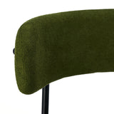 Oikiture 4x Dining Chair Round Boucle Seats Backrest Green - 45-Degree Angle