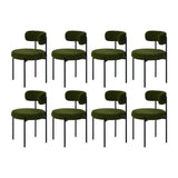 Oikiture 8x Dining Chair Round Boucle Seats Backrest Green