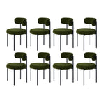 Oikiture 8x Dining Chair Round Boucle Seats Backrest Green