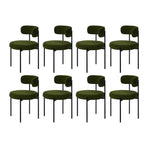 Oikiture 8x Dining Chair Round Boucle Seats Backrest Green