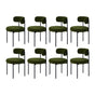 Oikiture 8x Dining Chair Round Boucle Seats Backrest Green