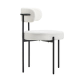 Oikiture 2x Dining Chair Boucle Seats Backrest White - Front View