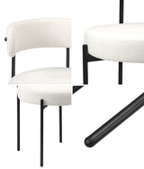 Oikiture 2x Dining Chair Boucle Seats Backrest White - Close-Up Angle