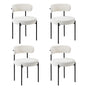 Oikiture 4x Dining Chair Round Boucle Backrest White