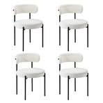 Oikiture 4x Dining Chair Round Boucle Backrest White
