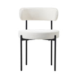 Oikiture 4x Dining Chair Round Boucle Backrest White - Rear View
