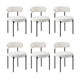 Oikiture 6x Dining Chair Round Boucle Backrest White - Top-Down View