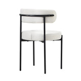 Oikiture 6x Dining Chair Round Boucle Backrest White - Rear View