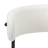 Oikiture 6x Dining Chair Round Boucle Backrest White