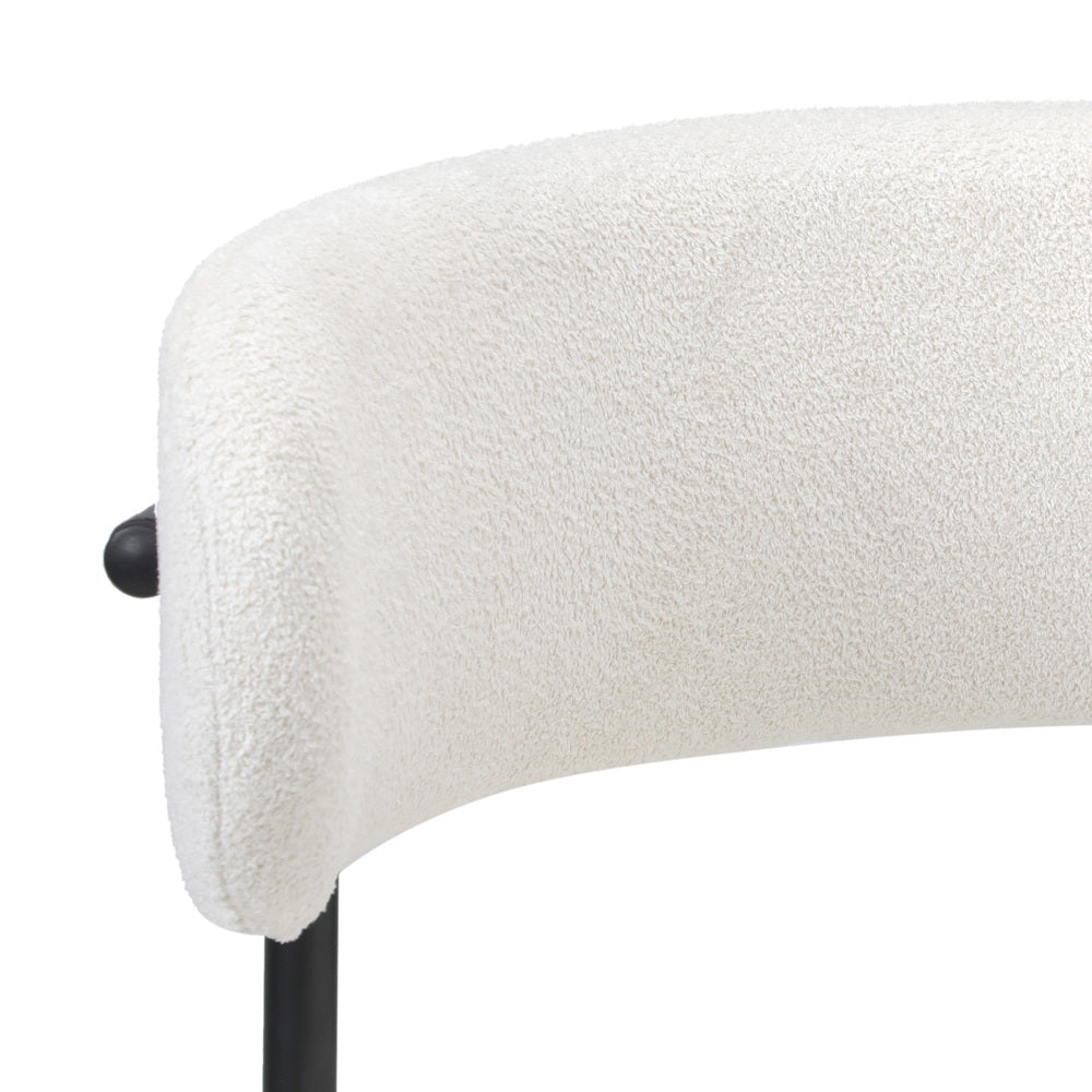 Oikiture 6x Dining Chair Round Boucle Backrest White