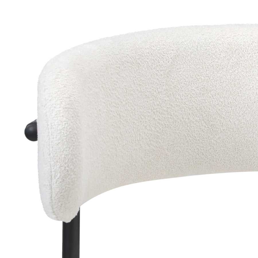 Oikiture 6x Dining Chair Round Boucle Backrest White