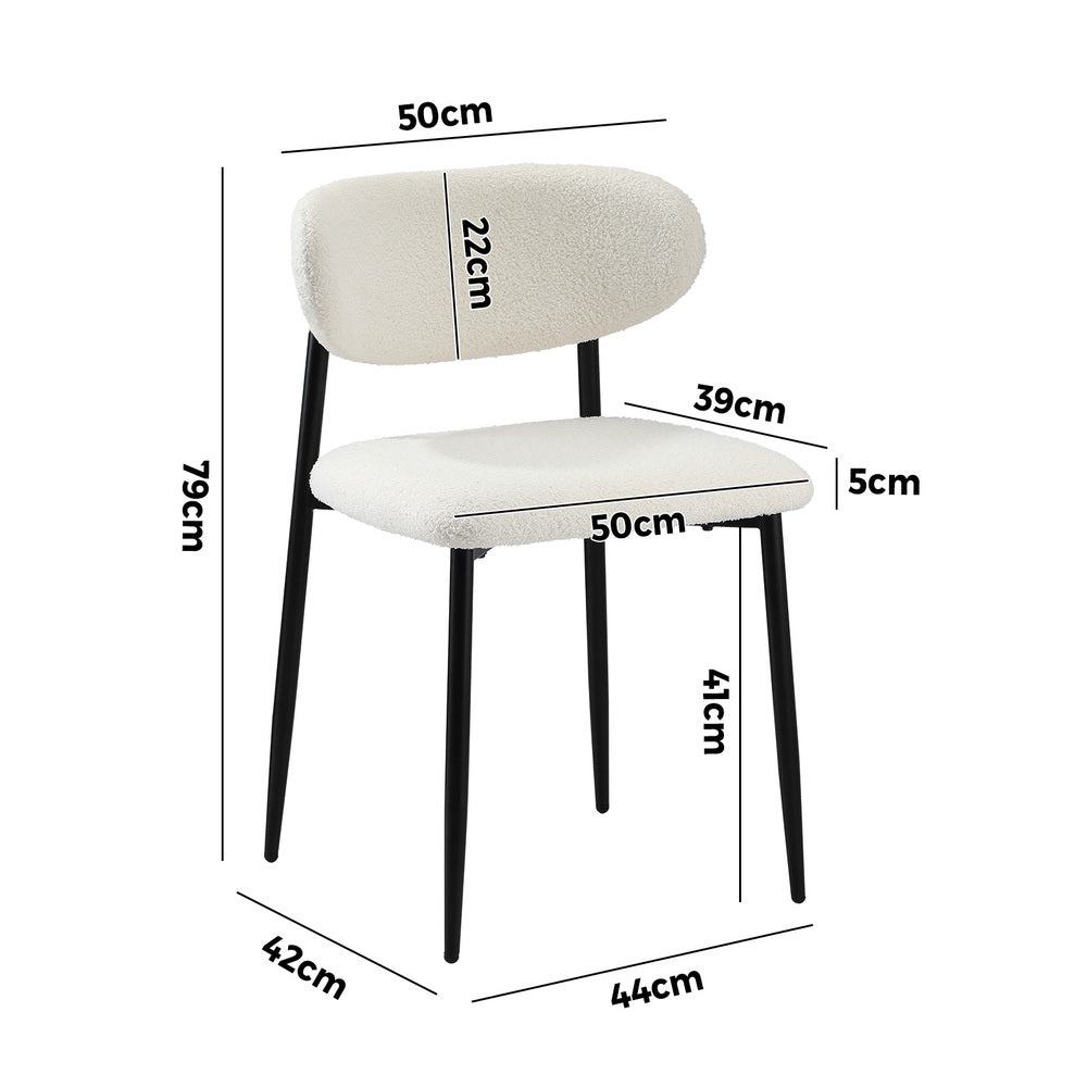 Oikiture 2x Dining Chairs Boucle Black and White
