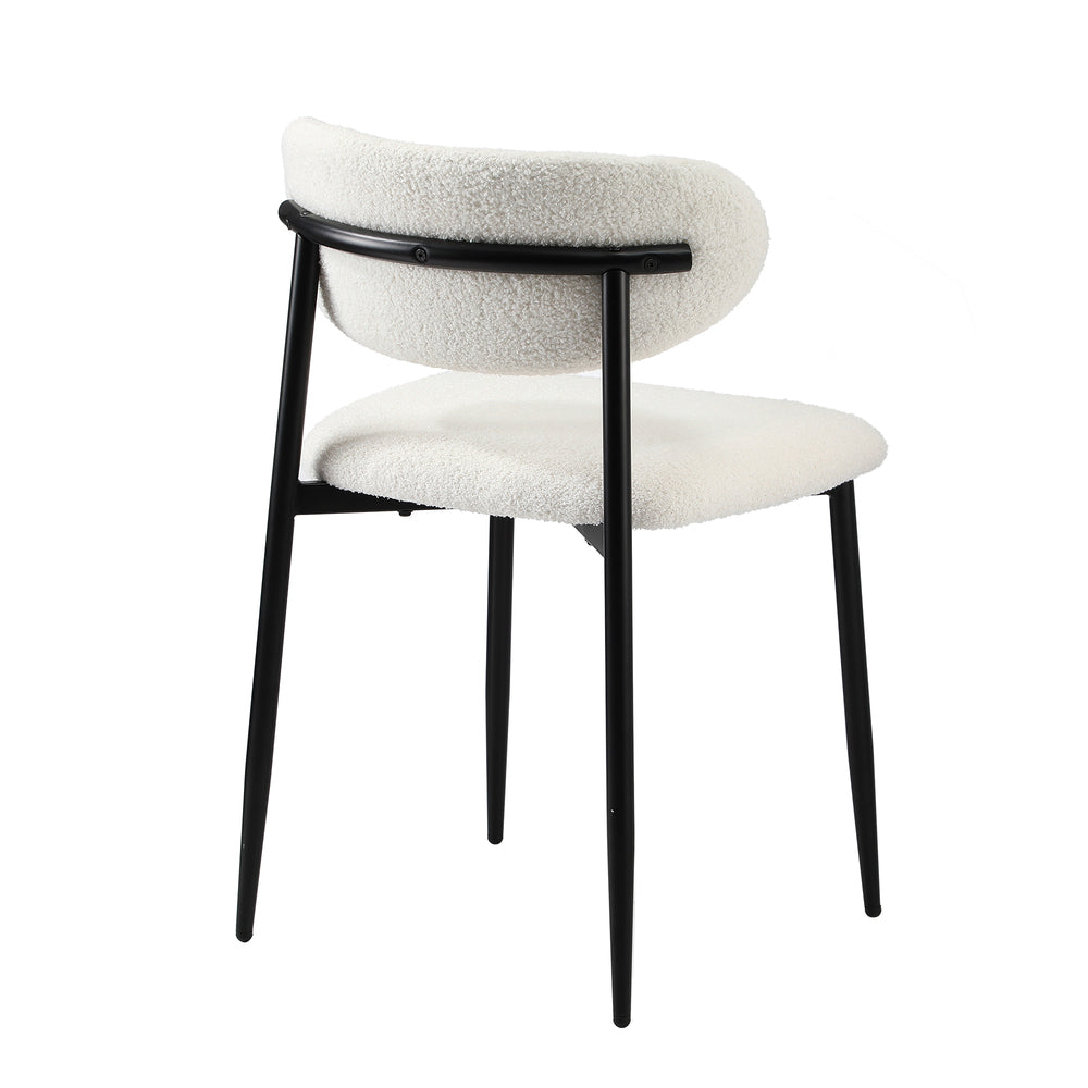 Oikiture 2x Dining Chairs Boucle Black and White