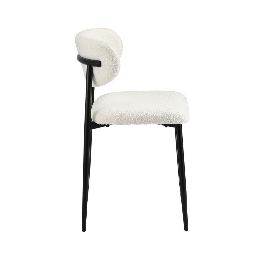 Oikiture 2x Dining Chairs Boucle Black and White