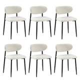 Oikiture 6x Dining Chairs Boucle Fabric Black&White