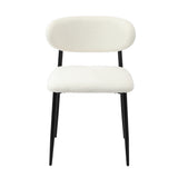 Oikiture 6x Dining Chairs Boucle Fabric Black&White