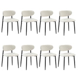 Oikiture 8x Dining Chairs Boucle Fabric Black&White