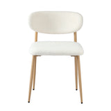 Oikiture 2x Dining Chairs Boucle Wood and White