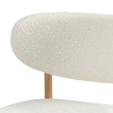 Oikiture 2x Dining Chairs Boucle Wood and White