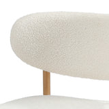 Oikiture 2x Dining Chairs Boucle Wood and White - Rear View