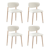 Oikiture 4x Dining Chairs Boucle Fabric Wood&White