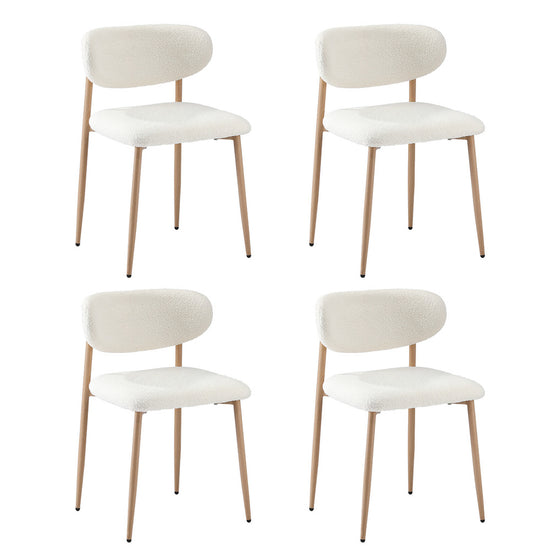 Oikiture 4x Dining Chairs Boucle Fabric Wood&White