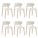 Oikiture 6x Dining Chairs Boucle Fabric Wood&White
