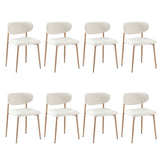 Oikiture 8x Dining Chairs Boucle Fabric Wood&White - Top-Down View