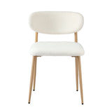 Oikiture 8x Dining Chairs Boucle Fabric Wood&White - Close-Up Angle