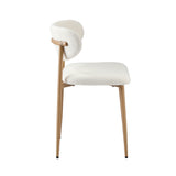 Oikiture 8x Dining Chairs Boucle Fabric Wood&White - Rear View