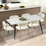 Oikiture 8x Dining Chairs Boucle Fabric Wood&White - Side View
