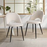 Oikiture 2PCS Dining Chairs Sherpa White - Side View