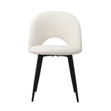 Oikiture 2PCS Dining Chairs Sherpa White - Front View