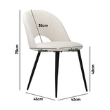Oikiture 2PCS Dining Chairs Sherpa White - 45-Degree Angle