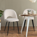 Oikiture 6PCS Dining Chairs Accent Chair Armchair Sherpa White - Close-Up Angle
