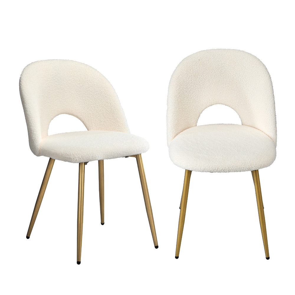 Oikiture 2PCS Dining Chairs Armchair Sherpa Golden White